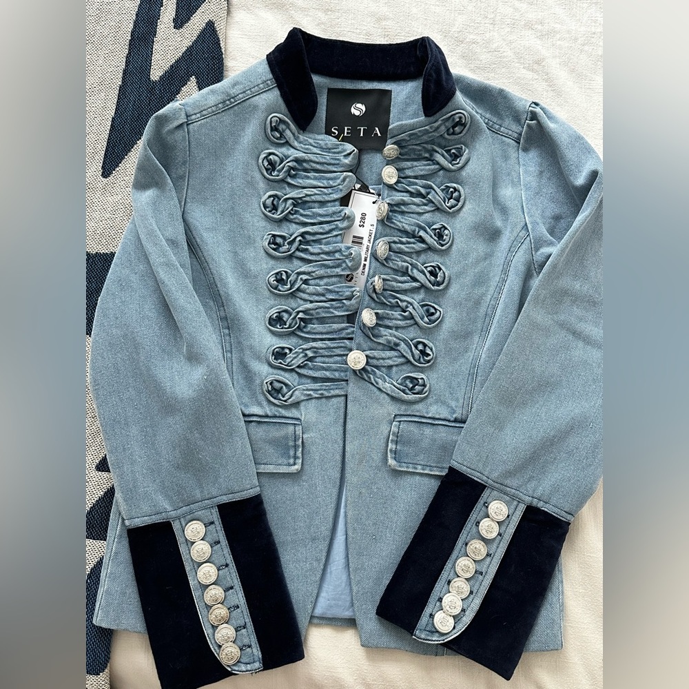 SETA Military Denim Jacket with Silver Buttons